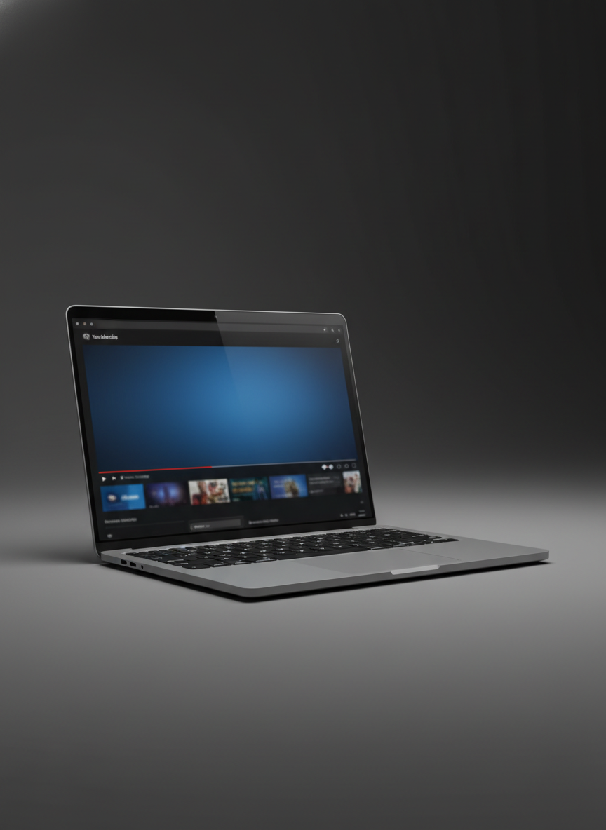 Premium laptop showing YouTube-style video page